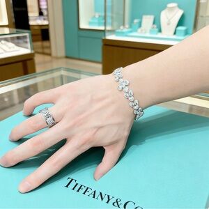 Tiffany & Co. Silver Floral Link Bracelet with Sparkling Accents